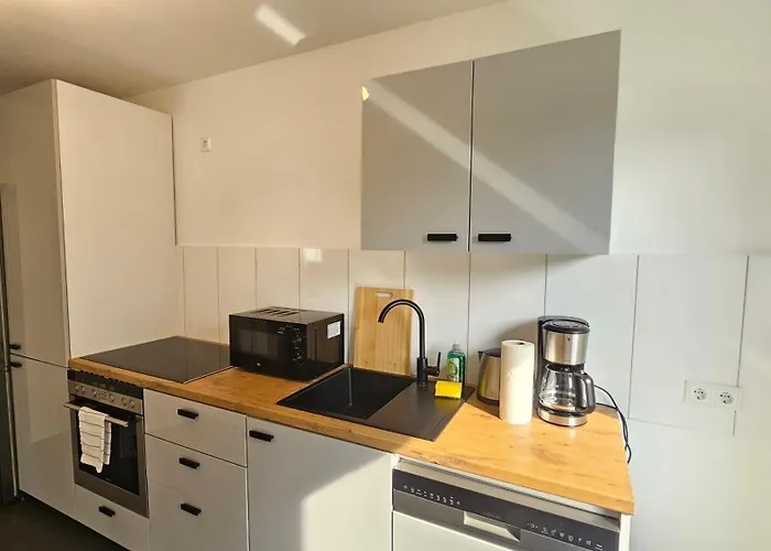 Ecocube In Rheine, 5pers, Kueche, Wohnzim, Badezim 公寓